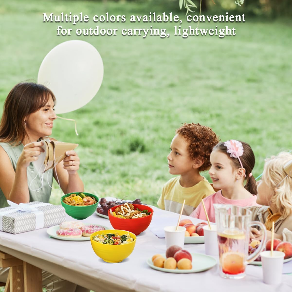 Berglander Plastic Bowls Set of 12 Pieces 25Oz, Mutil Color Reusable and Sturdy Ramen Bowl, Soup Bowls, Cereal Bowl for Adult, Kids, Home, Restaurant, Garden, Picnic, Camping, Poolside, Outdoor - 2. De Color image number 3