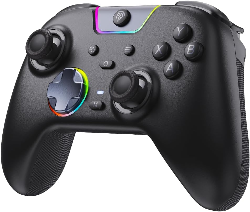 X05 Pro Wireless Controller PC &ndash; Ergonomic Skin-Like Grip, Silent Buttons, Dual Mode Vibration Triggers, Hall Joysticks with Drift-Free Accuracy, 2 Programmable Buttons, RGB Gaming Controller for Pc/Switch/Android/Ios, 20 Hours Battery (Black)