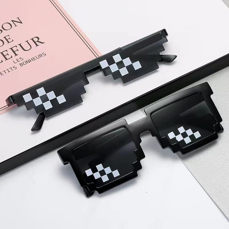 Thug Life Glasses, Pixel Funny Sunglasses for Party, Deal with It Fun Cool Glasses Bachelor Party Decor, Mosaic Gamer MLG Photo Props Glasses for Adults Teens image number 1