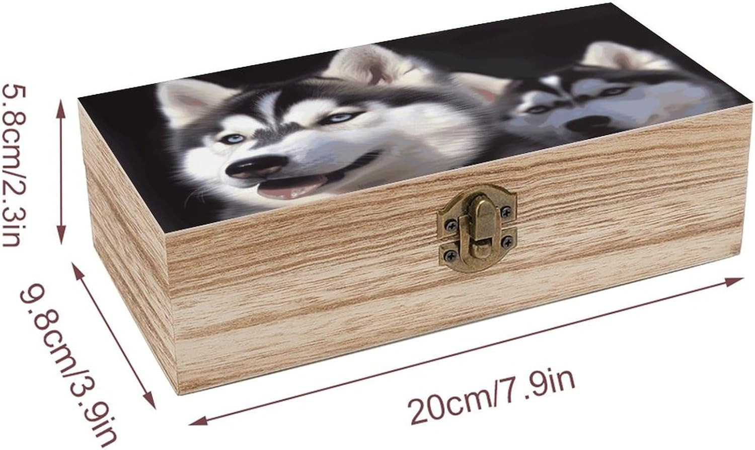 Husky Dog Wooden Box Wood Wedding Keepsake Boxes with Lids Small Decorative Boxes Lightweight Wooden Memory Storage Box for Crafts Keepsakes Jewelry Photo Letter Storage image number 3