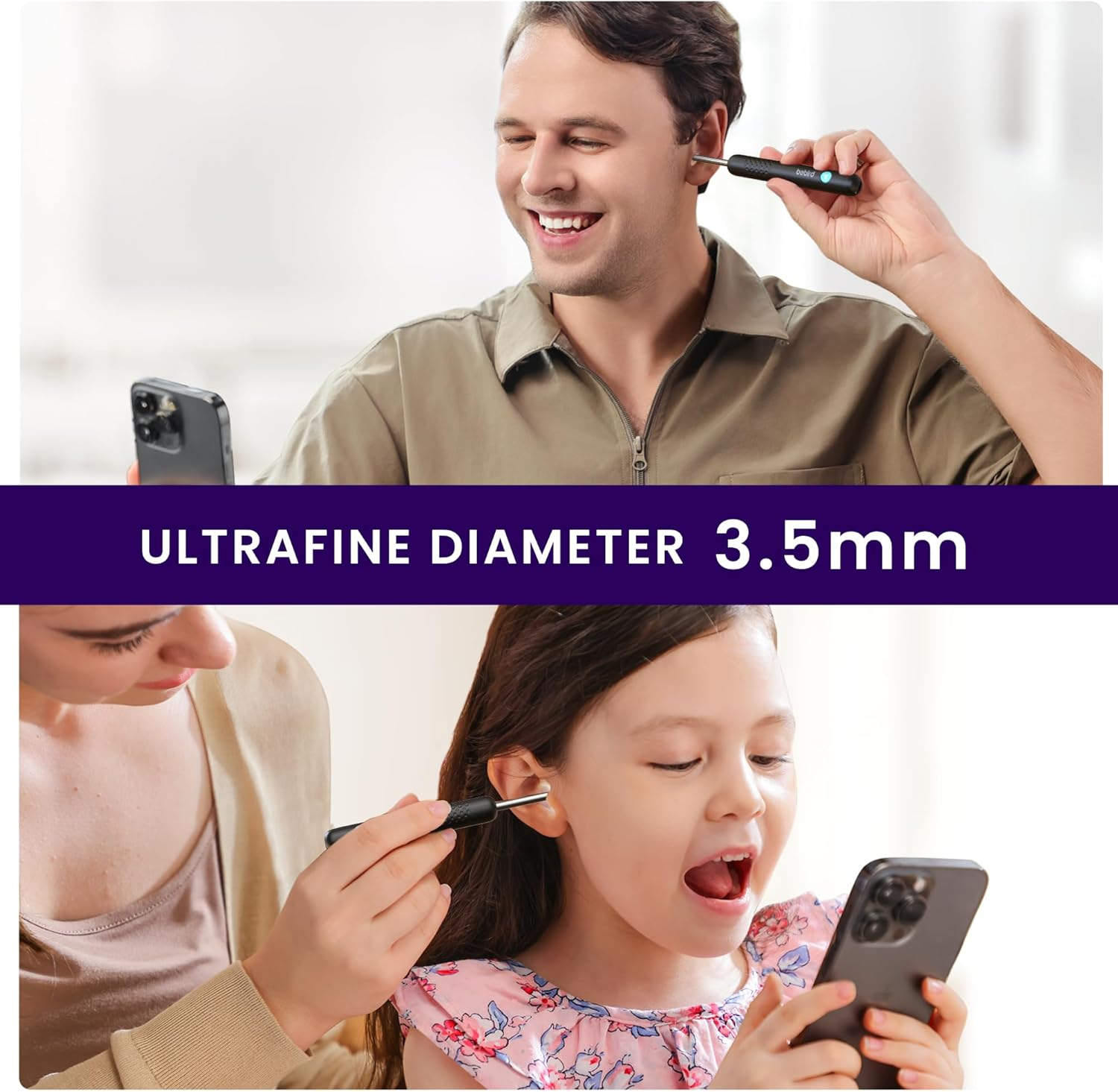 Bebird Earwax Remover,Otoscope R1+1080P HD Ear Cleaner with Camera, Wide-Angle Otoscope with Light, IP67 Waterproof for Adults, Kids, Ios, Android, Black