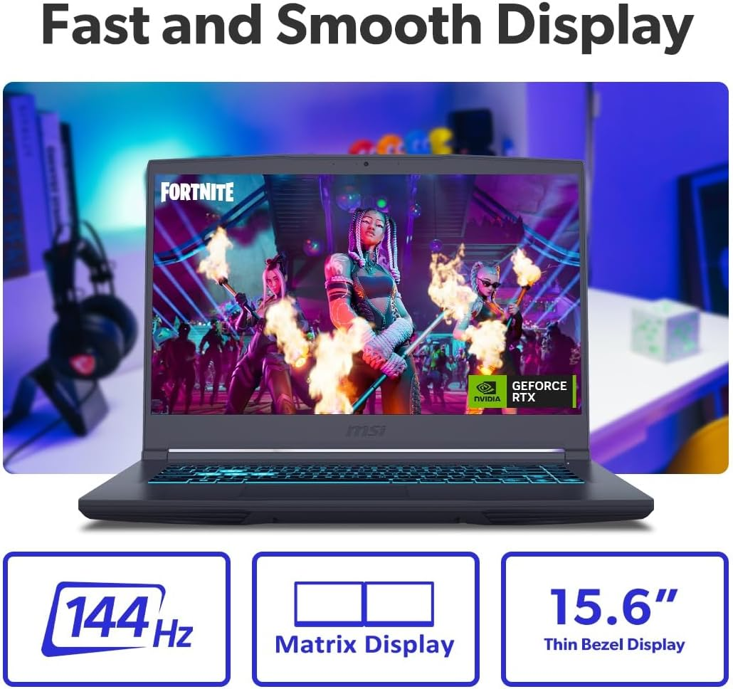 MSI Thin 15 B13UC-3067AU, 15.6" FHD 144Hz Gaming Laptop, Intel Core I5-13420H, 16GB DDR4, 512GB SSD, NVIDIA Geforce RTX 3050 4GB, Windows 11, Cosmos Gray image number 5