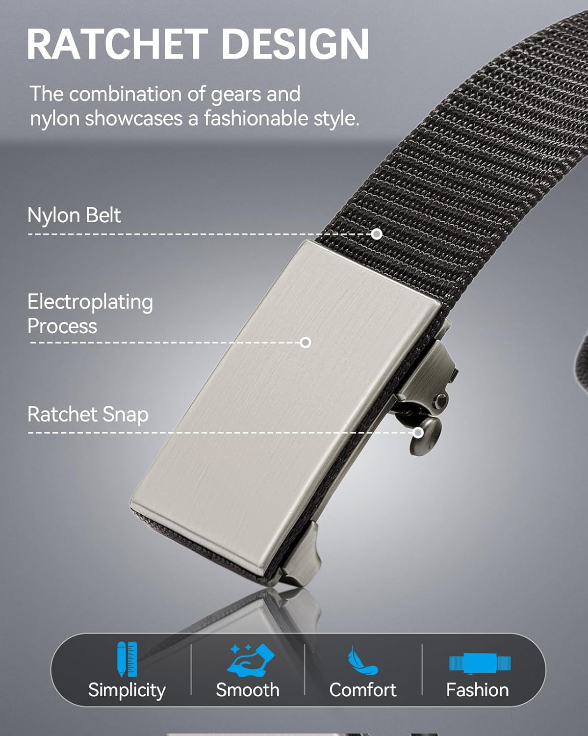 BOSTANTEN Ratchet Web Belt Men, Nylon Golf Adjustable Belt for Men Work Men'S Belt with Casual Tactical Pants image number 1