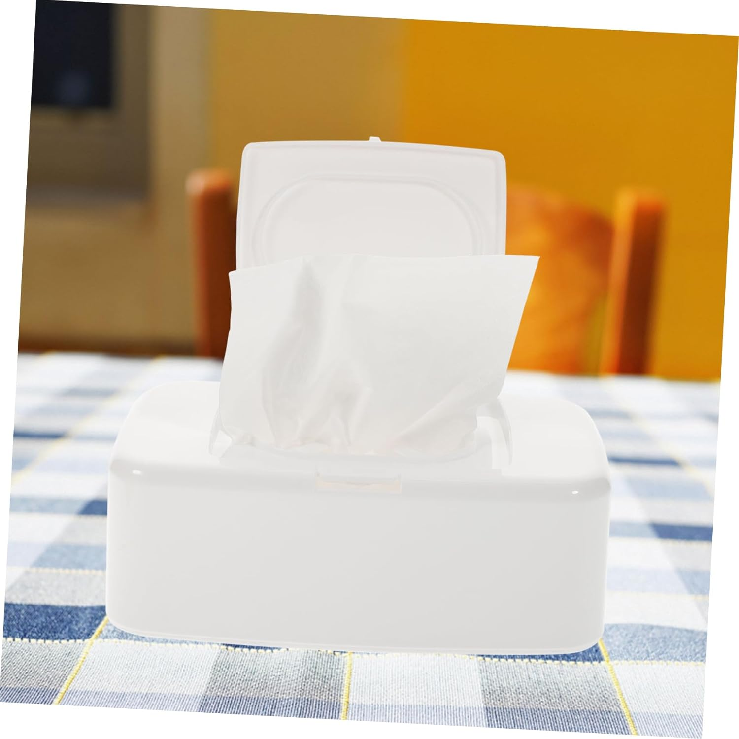 Mikinona Household Wipes Holder Refillable Wipes Dispenser Box with Lid Compact Tissue Storage Case for Living Room Bathroom Nursery Lightweight and Practical Design image number 3