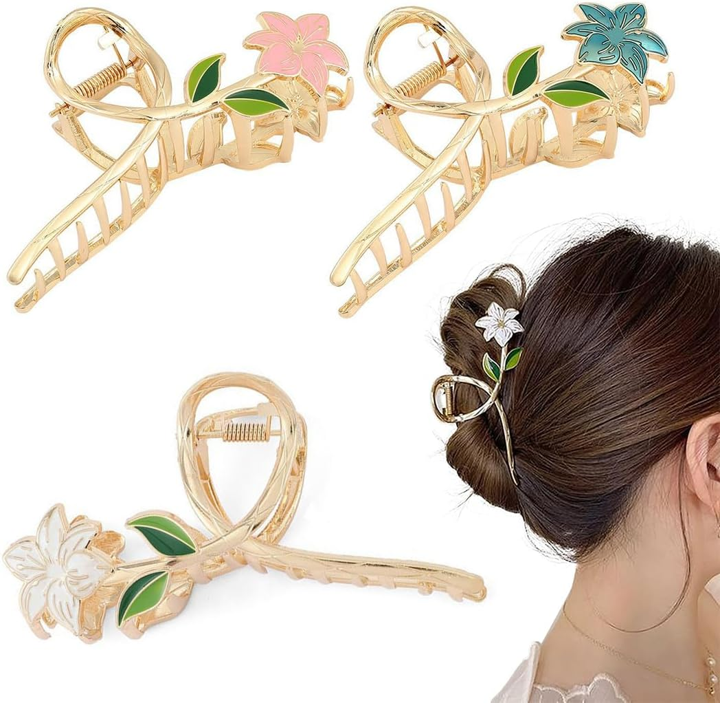 Bangbobi Set of 3 Flower Hair Clips for Women - Large Hair Clip for Thin and Thick Hair - Vibrant Hair Clip Flower Suitable for Any Occasion image number 6
