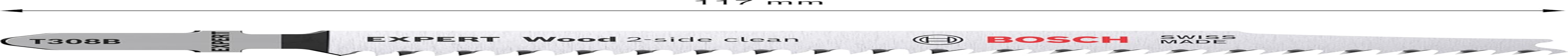 Bosch 5X Expert Wood 2-Side Clean T308B Jigsaw Blade (For Solid Wood Furniture Board, Plywood, Length 117 Mm, Professional Accessory Jigsaw) image number 1