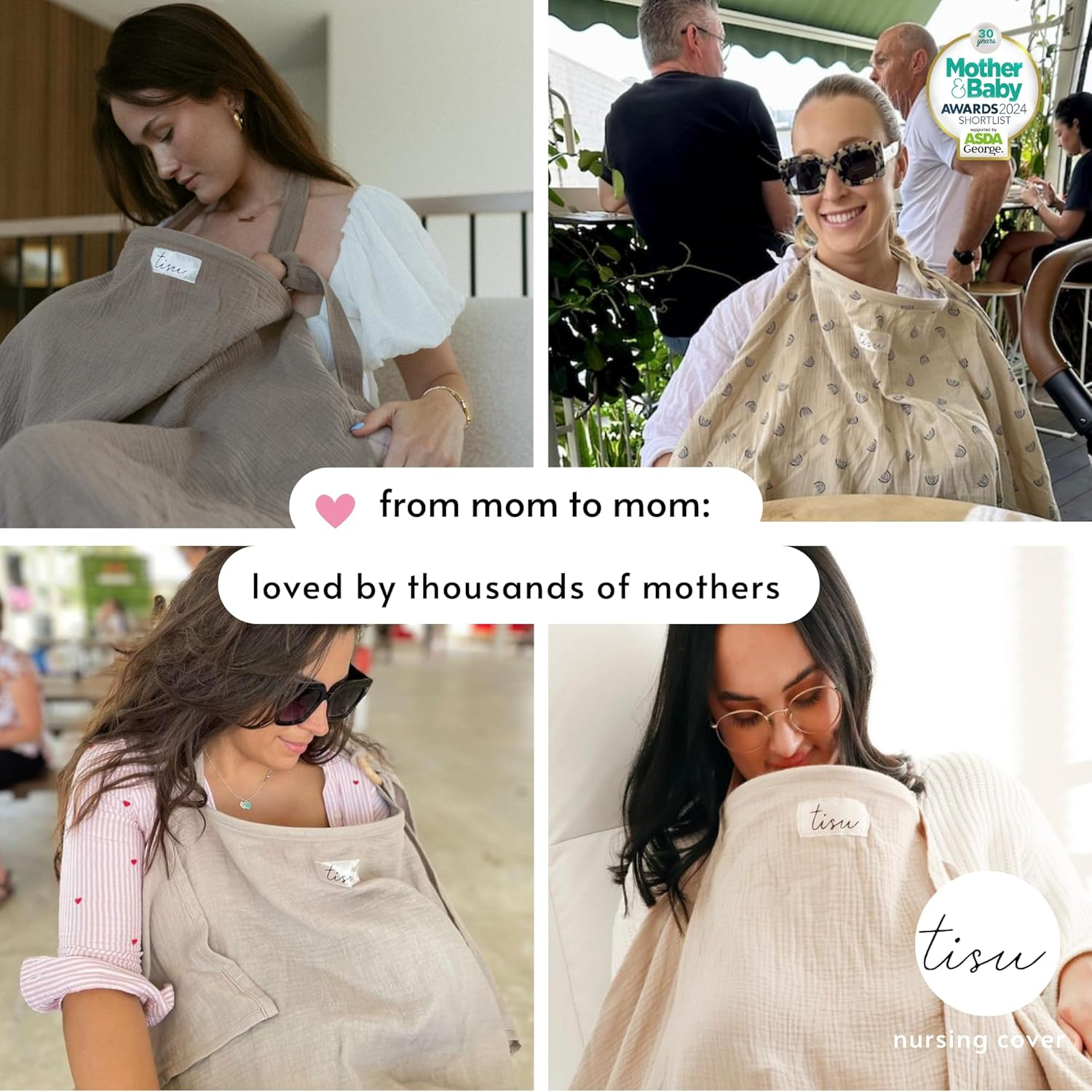 Nursing Cover for Baby Breastfeeding & Pumping | Multi Use Car Seat Stroller Cover | Breathable Soft Muslin Cotton | Breast Feeding Apron & Shawl by TISU (Sage Green (Neutral)) - Beige Daisy image number 6