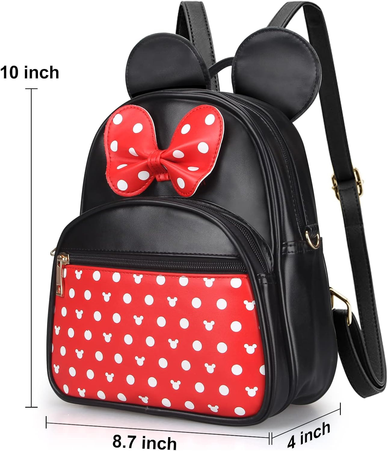 Disney Leather Backpack for Girl Bowknot Polka Dot Cute Minnie Mouse Backpacks for Toddler Little Girl Backpack Kids Backpack image number 1