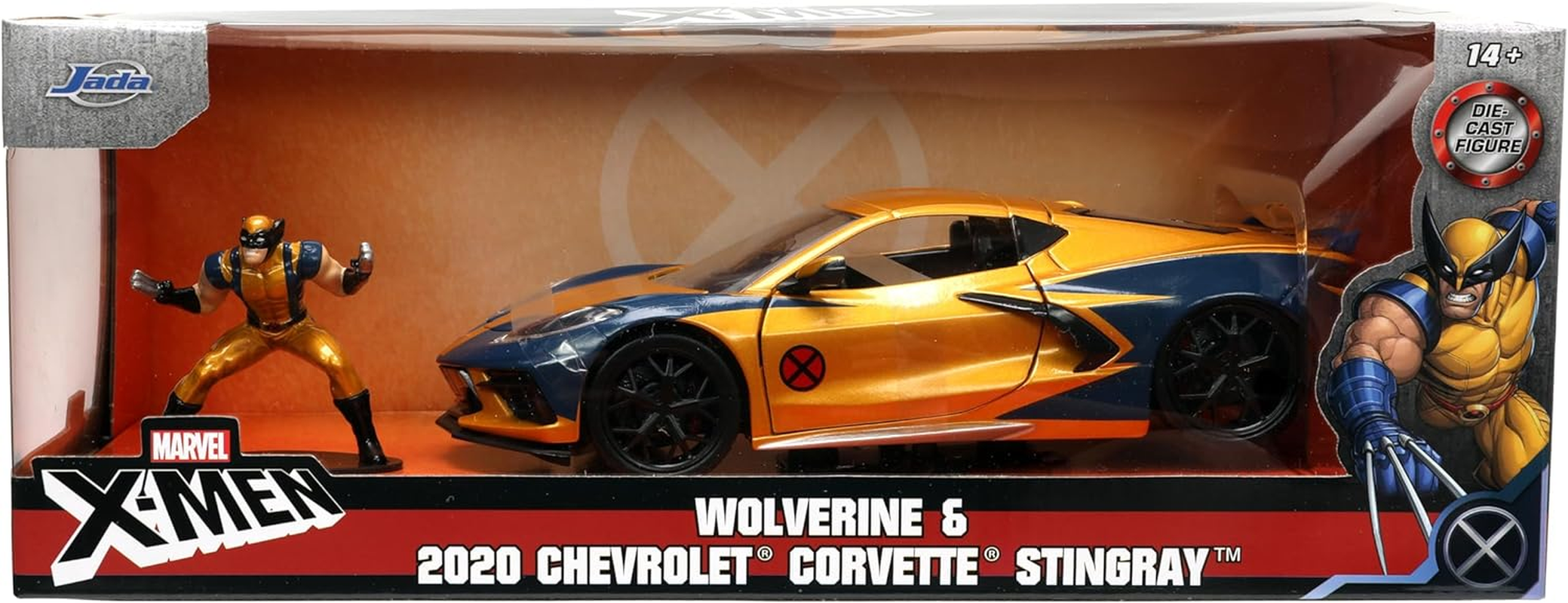 Jada Toys 2020 Chevy Corvette 1:24 Scale Diecast Vehicle with Marvel Wolverine X-Men Figure image number 3