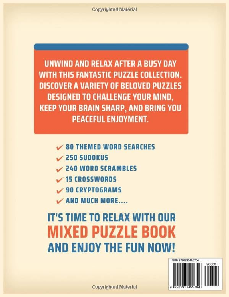 The Mega Book of Mixed Puzzles: 500+ Puzzles - the Ultimate Collection: Mixed Puzzle Book for Adults | Large Print 8 X 11 Inch Book | Word Search, ... Scrambles, and More | Large Print Edition image number 1