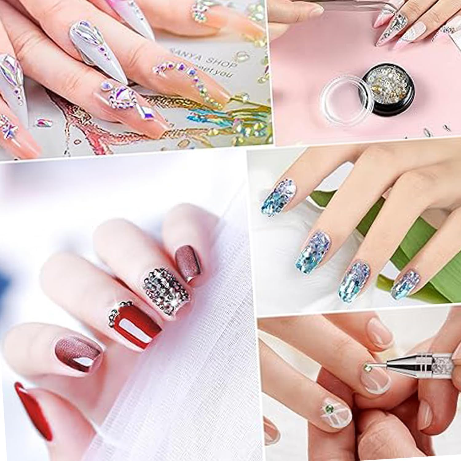 WEZCHUGHAOL Rhinestone Picker Tool Set, Acrylic Handle, Dual Head Applicator, Wax Tips, for Nail Art ﻿