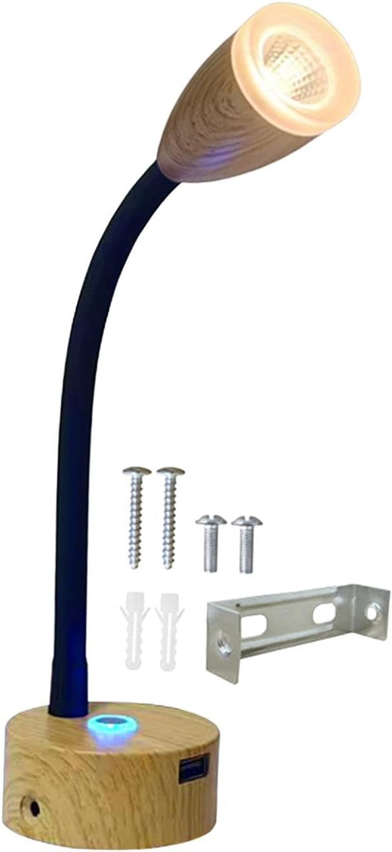 RV Reading Lamp Dimmable 3W 12V-24V with USB Port Portable Interior Lighting Memory Function for Travel Camper Boat Van Bed, Black