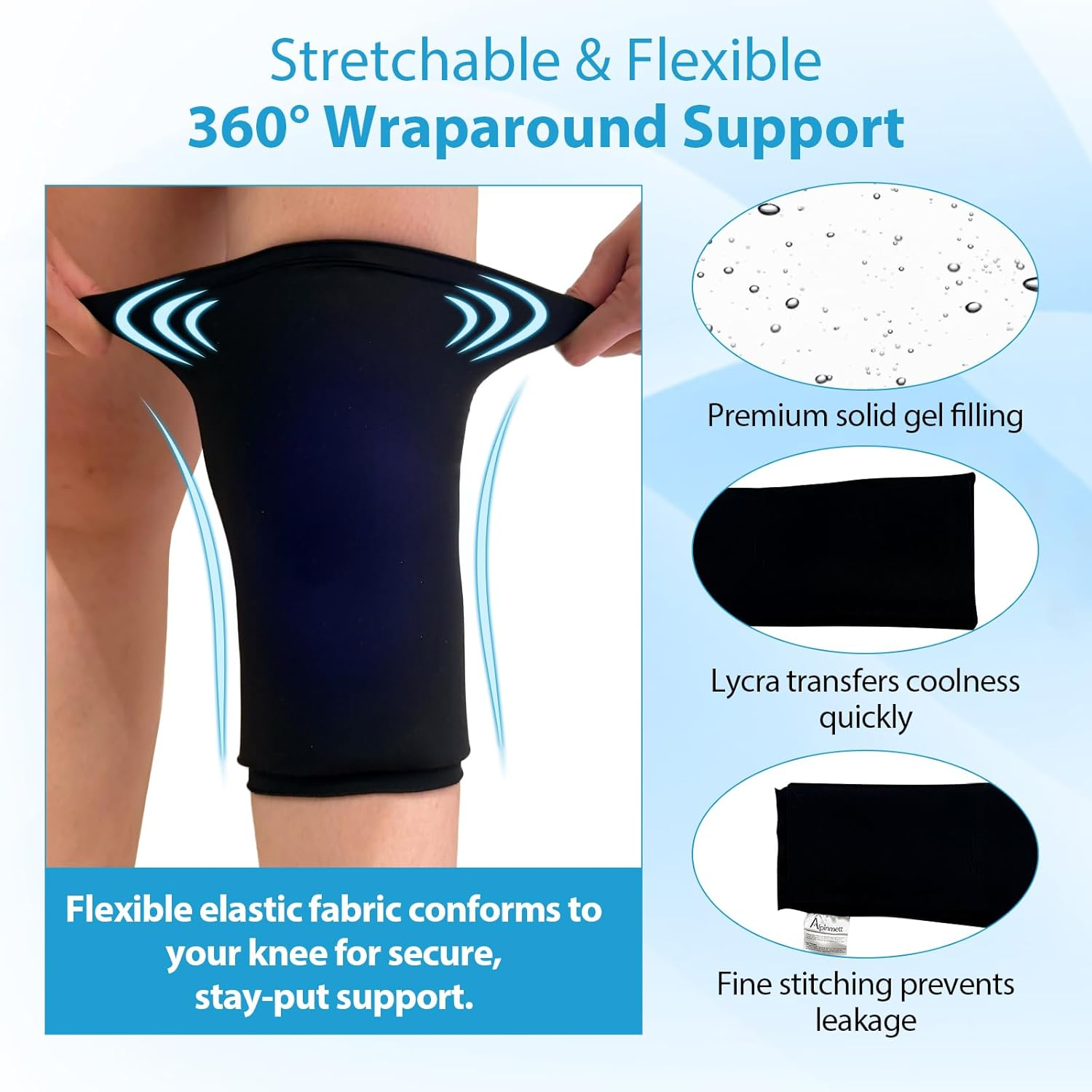 Knee Ice Pack Wrap for Pain Relief, Reusable Gel Compression Sleeve for Arthritis, ACL & Meniscus Tear, Easy-On Ice Pack for Knee, Leg, Elbow & Calf, Hot Cold Therapy for Injury Recovery M/L