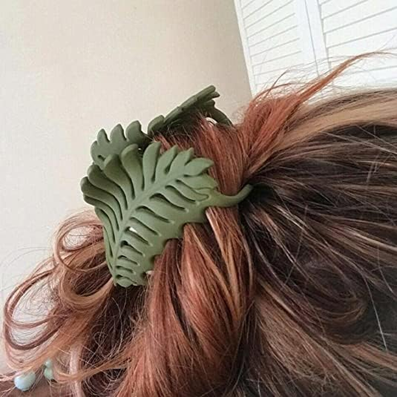 Hair Clamps Leaf Shaped Many Teeth Big Claw Clips 3.5 Inch Non Slip Leaves Hair Catch Barrette Jaw Clamp Hairpins for Women Girls Thin Thick Hair image number 3