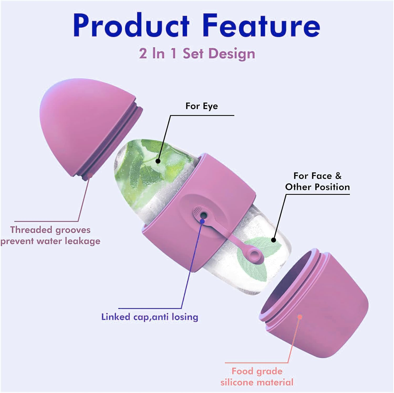 CHSEEO Ice Face Roller, Upgraded Silicone Ice Roller for Face and Eyes, Targeted (Difference between Face and Eye Massage) Facial Ice Roller for Shrink Pores and Relieve Puffy Eyes