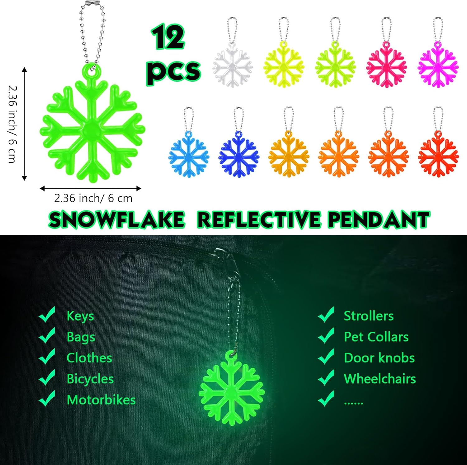 Namalu 12 St&uuml;ck Sicherheits Reflektor Anh&auml;nger Reflektierenden Anh&auml;nger Mehrfarbiger Schl&uuml;sselanh&auml;nger Handyanh&auml;nger Sicherheitsreflektorausr&uuml;stung F&uuml;r Dekoration Rucksackwandern image number 3