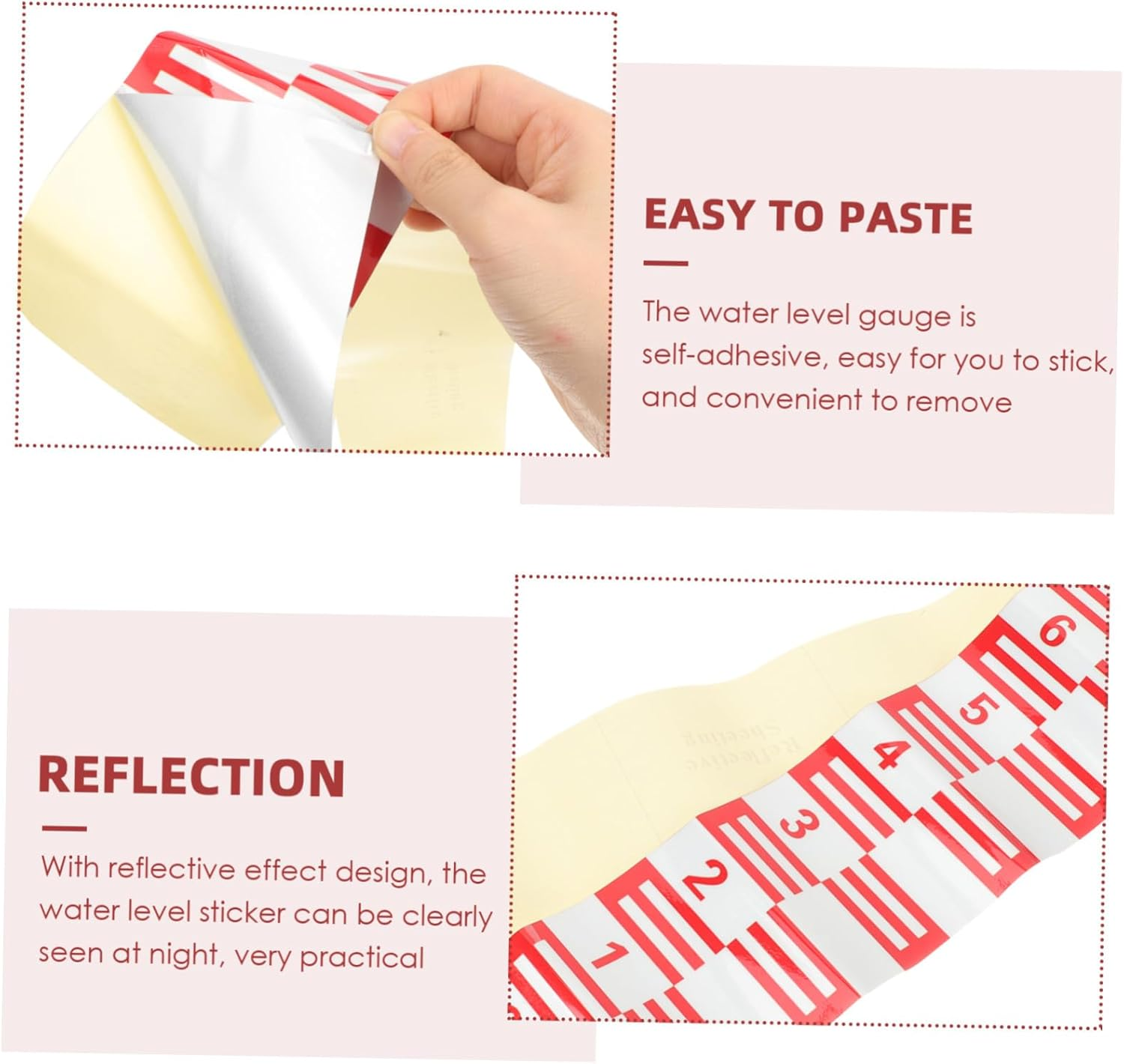 Mipcase Water Level Gauge for Pool Reflective Self-Adhesive Measuring Sticker Corrosion-Resistant Marking Tool for Accurate Water Depth Monitoring image number 5