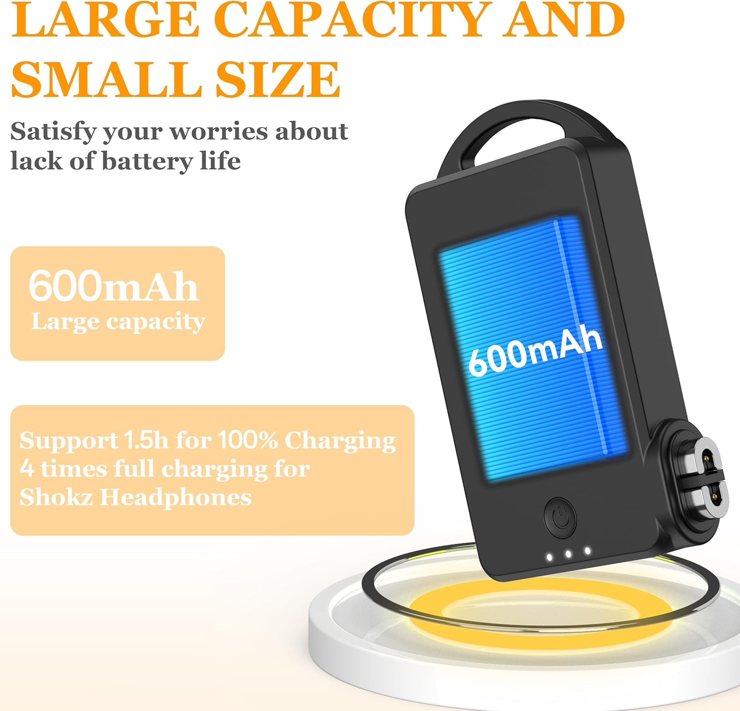 Magnetic Charger for Shokz Charger, 600Mah Wireless Portable/Travel USB C Charging Dock for Shokz Headphones Openrun, Openrun Pro/Mini, Opencomm, Aftershokz Aeropex AS800/ASC100SG image number 2