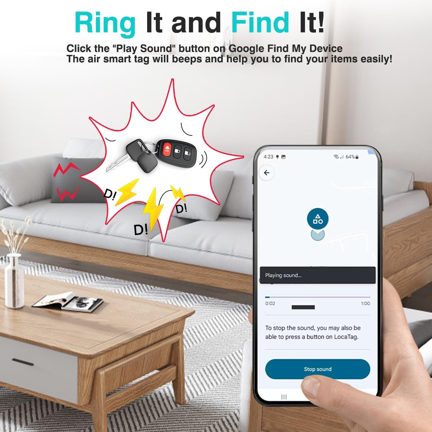 [2-Pack] Bluetooth Tracker for Android Phones(Not for Ios), Google Certified Smart Tracking Tag for Google Find Hub. Key Finder Item Locator for Keys, Luggage, Backpack and More (1 Black+1 White) image number 1