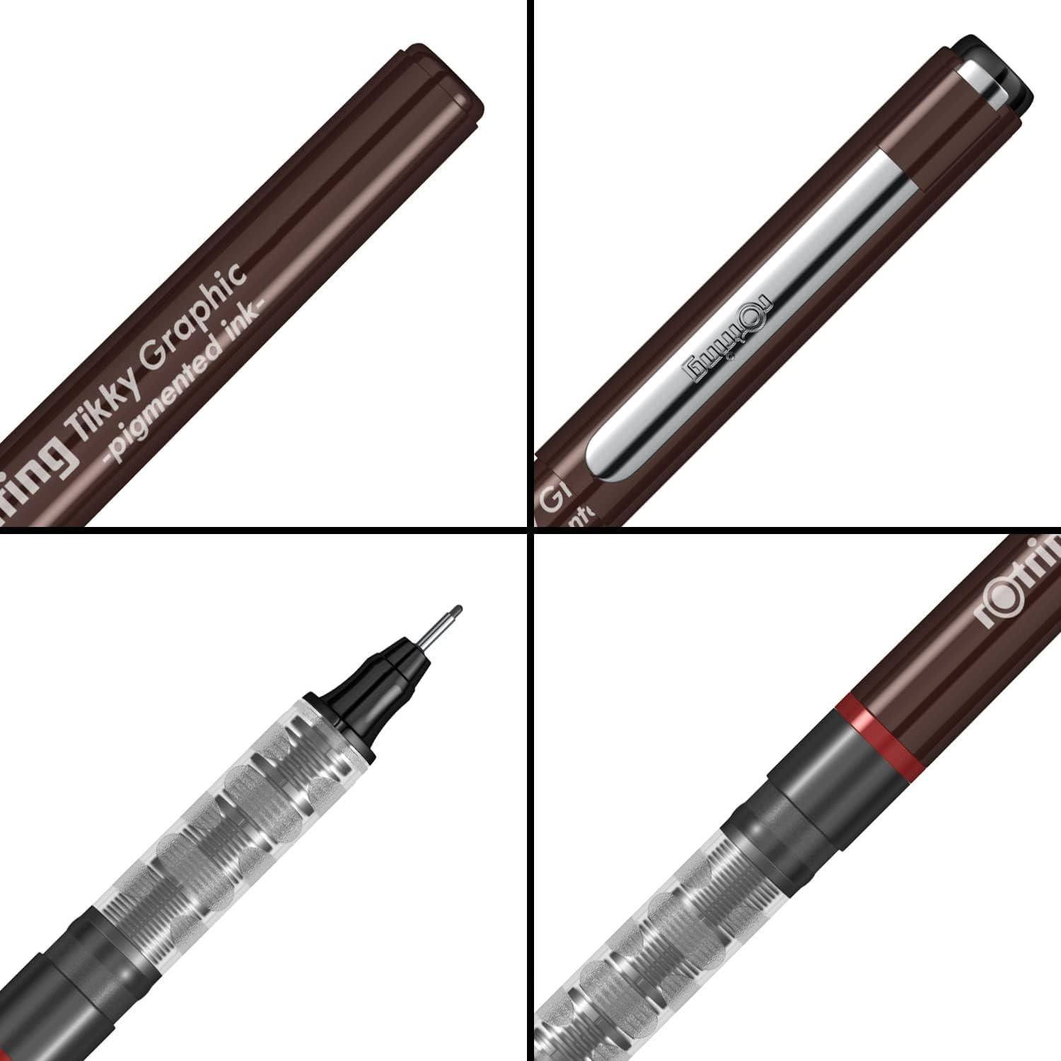 Rotring 0.1Mm, 0.2Mm, 0.3Mm, 0.5Mm, 0.8Mm Line Thickness Tikky Graphic Fineliner with Black Pigmented Lightfast and Water Resistant Ink for Long Life Drawings, Sketching, Non-Refillable, 5 Pen Set image number 2