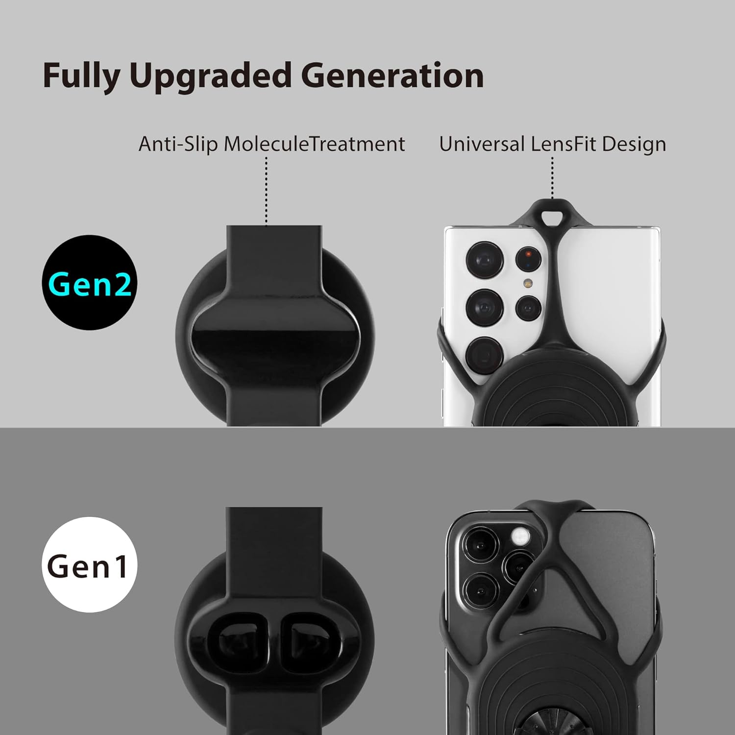 Bone Bicycle Phone Holder 360&deg; Rotatable 2Nd Gen. Cycling Computer Mount Set Shock Absorption for 2.2-4.7Cm Stem Compatible with 4.7-7.2" Mobile Phone Iphone Samsung Sony - Bike Tie Connect Kit 2 image number 5