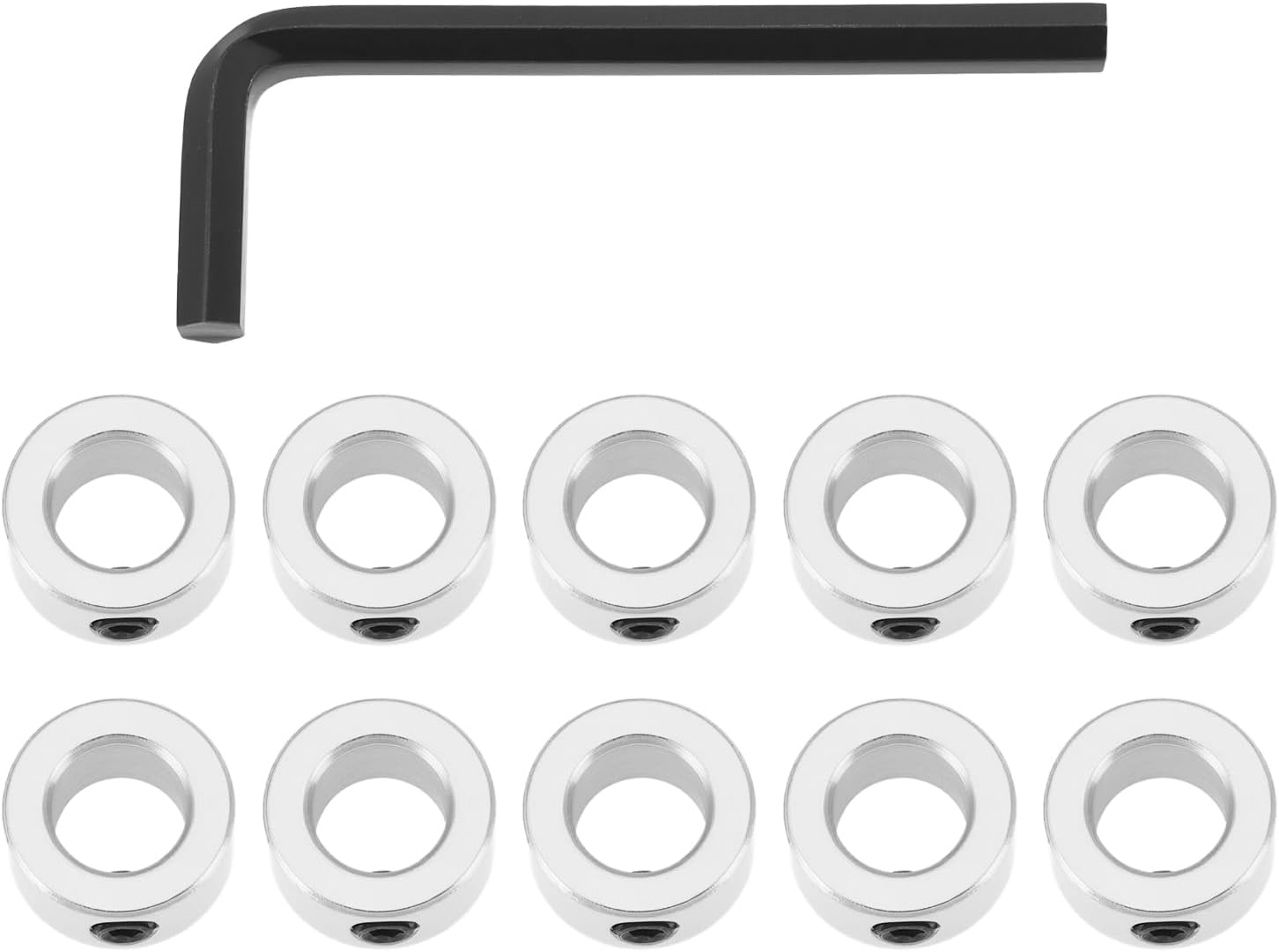 Create Idea 10Pcs 8Mm Shaft Lock Collars T5 Lead Screw Lock Rings 3D Printer Stainless Steel Screw Fixing Ring with Hexagonal Wrench Silver image number 1