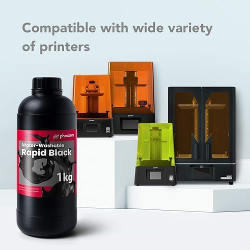 Phrozen Water-Washable 3D Printer Resin | Uv-Curing Resin for Most 405Nm LCD/DLP Printers | Standard Photopolymer Resin for General Modeling, Prototyping | Low Odor, Non-Brittle - Black (1Kg) image number 6
