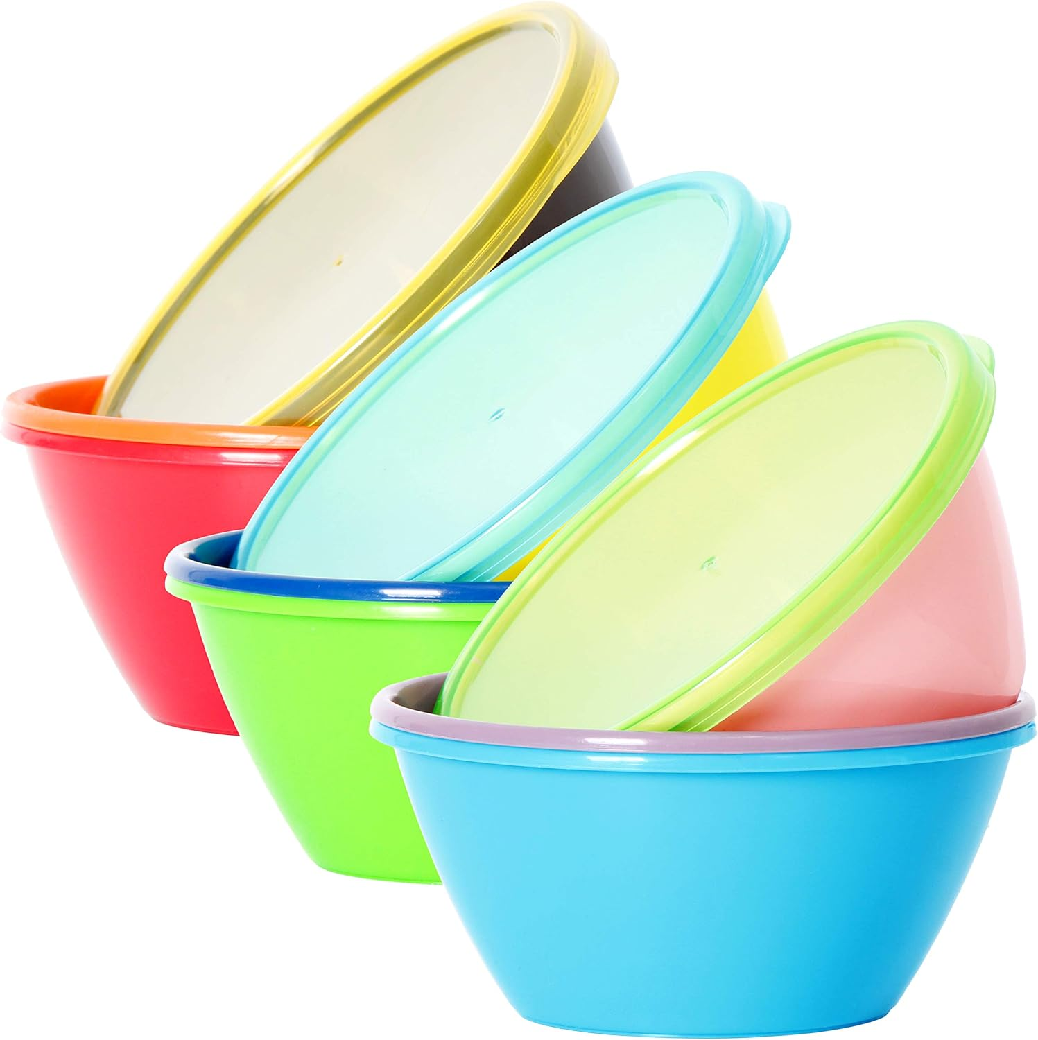 Youngever 12 Ounce Plastic Bowls with Lids, Snack Bowls, Small Bowls, Food Storage Containers, Set of 9 in 9 Assorted Colors image number 3