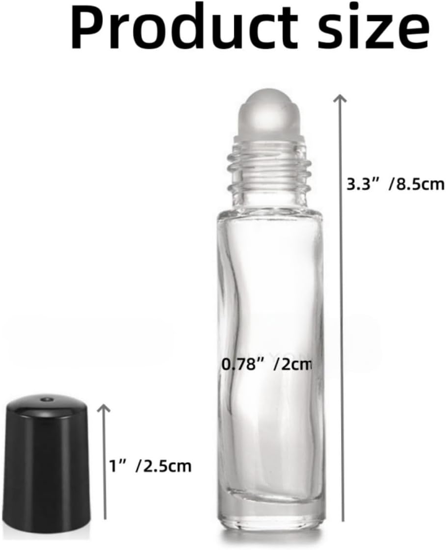 Wujzkisster Essential Oil Roller Bottle 10Ml 10 Pieces, Empty Clear Glass Roller Bottles for Essential Oils Leak Proof, Refillable image number 2
