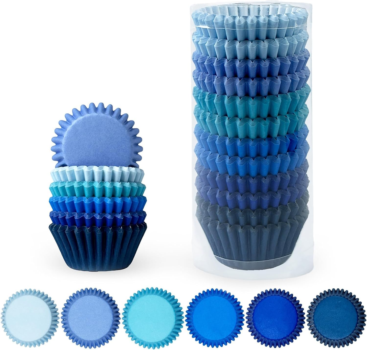 Qiqee Standard Cupcake Liners - 300 Count, Blue Gradient, Disposable, Everyday Baking