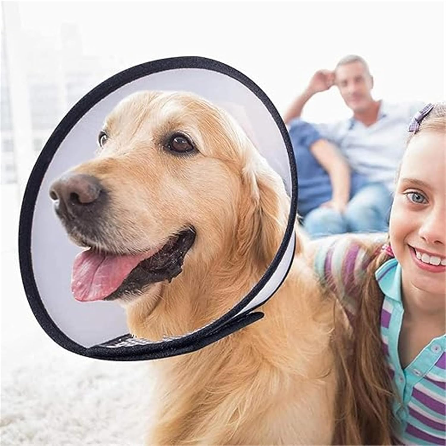 2PCS Pet Dog Cat Cone Protective Collar, Pet Cone Collar for Anti-Bite Anti-Licking Wound Healing after Surgery, Reusable Dog Recovery Collar, Adjustable Cone Collar for Medium Small Sized Cats Dogs