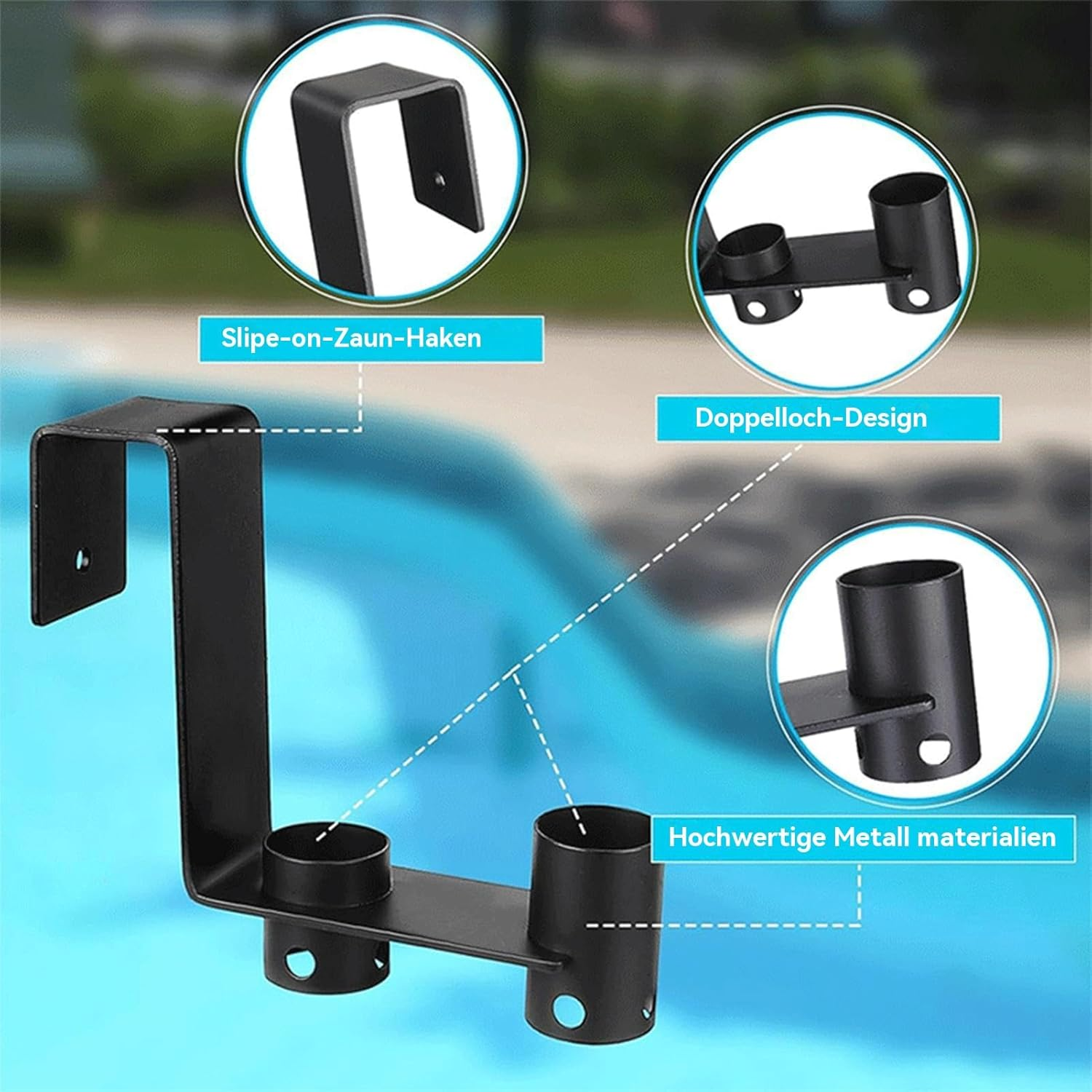 Wjnflqn Pool Pole Holder, Set of 2 Pool Fence Hangers, Rustproof and Weatherproof, Space-Saving Storage Solution for Garden and Outdoor Use
