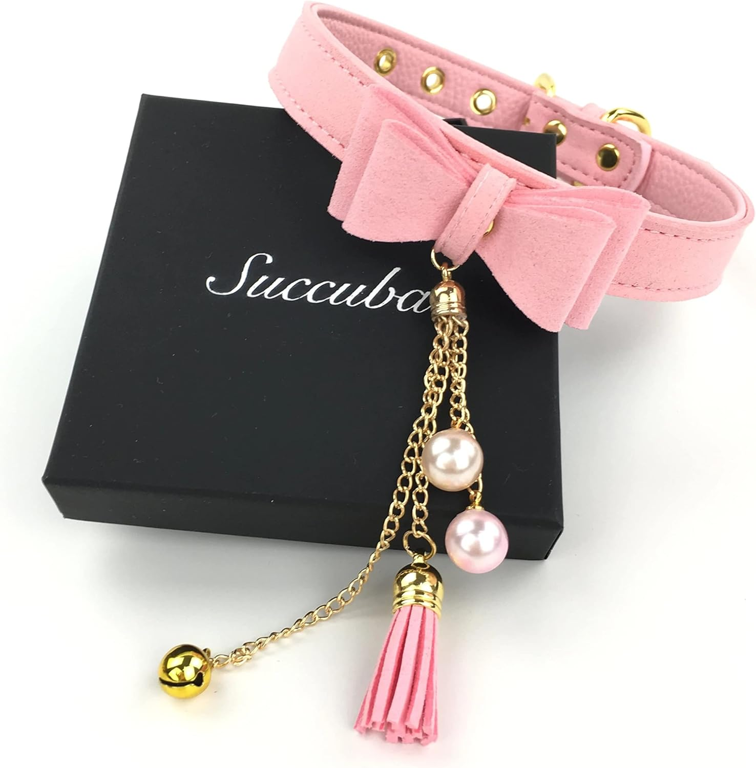 Bell Choker Collar Necklace Lolita Bow Collar Cat Kitty Velvet Necklace - A image number 4