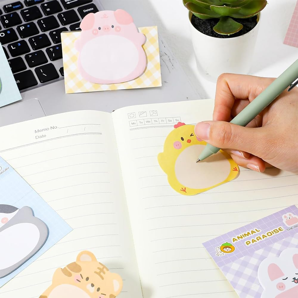 16Pcs Sticky Notes Cartoon Animal, Cute Self-Stick Note Pad Set, Mini Sticky Notes Set, Animals Sticky Notes, Mini Sticky Notes, Self-Adhesive Notes,Cute Sticky Notes Cartoon Animal Sticky Memo Pads image number 3