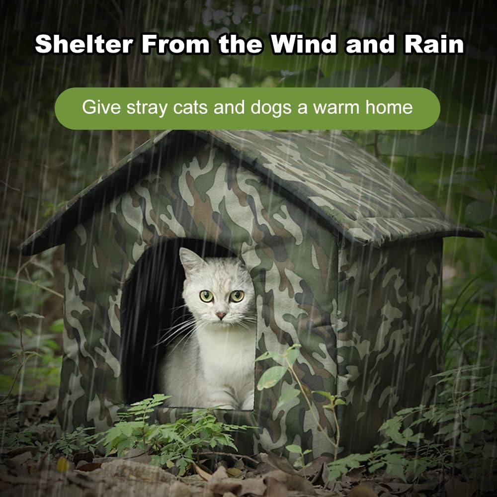Outdoor Cat House, Stray Cat Dog House, Indoor and Outdoor Use, Wind and Rain Shield, Oxford Fabric, Waterproof and Moisture-Proof, Easy Installation, Long-Lasting Warmth S - S image number 2