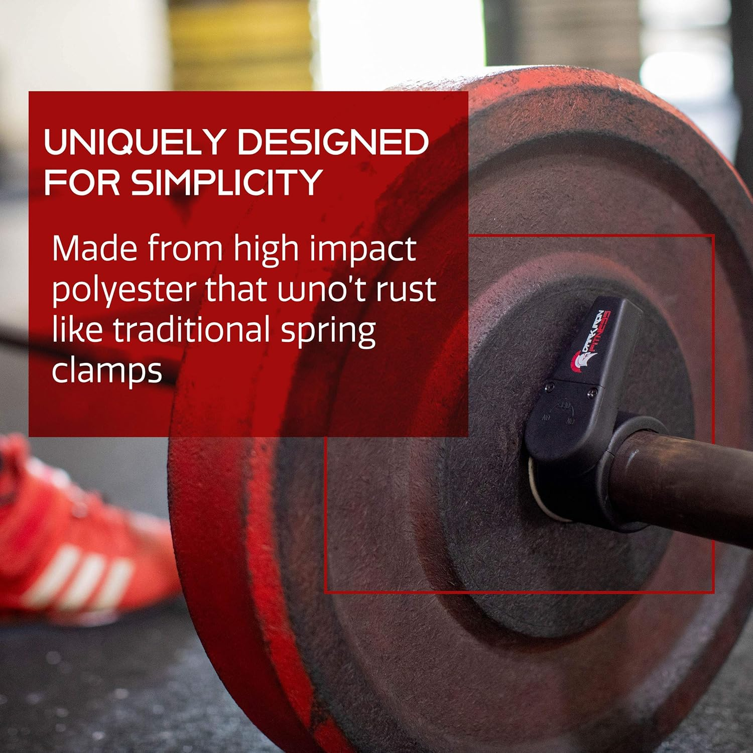 Barbell Collar Clamps - Adjustable Clips for 1 Inch and 2 Inch Standard Olympic 45 Pound Bar - 1 Pair of Small Muscle Clamp Fitness Style Plastic Lockjaw Collars with Quick Spring Lock image number 2