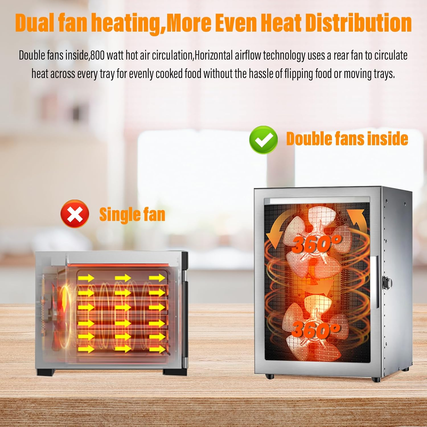 Xoxomeg Commercial Food Dehydrator,12 Trays Stainless Steel Dry Fruit Machine,20-90&deg; Temperature Control,24 Hours Timer,Dual Fan Design,For Herb, Meat, Fruit and Vegetables