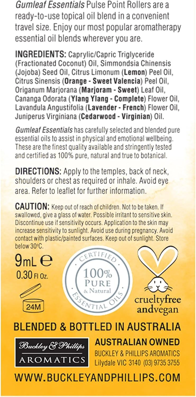 Gumleaf Essentials Stress Less Pulse Point Roller - 9Ml, Cruelty Free & Vegan, 100% Pure & Natural