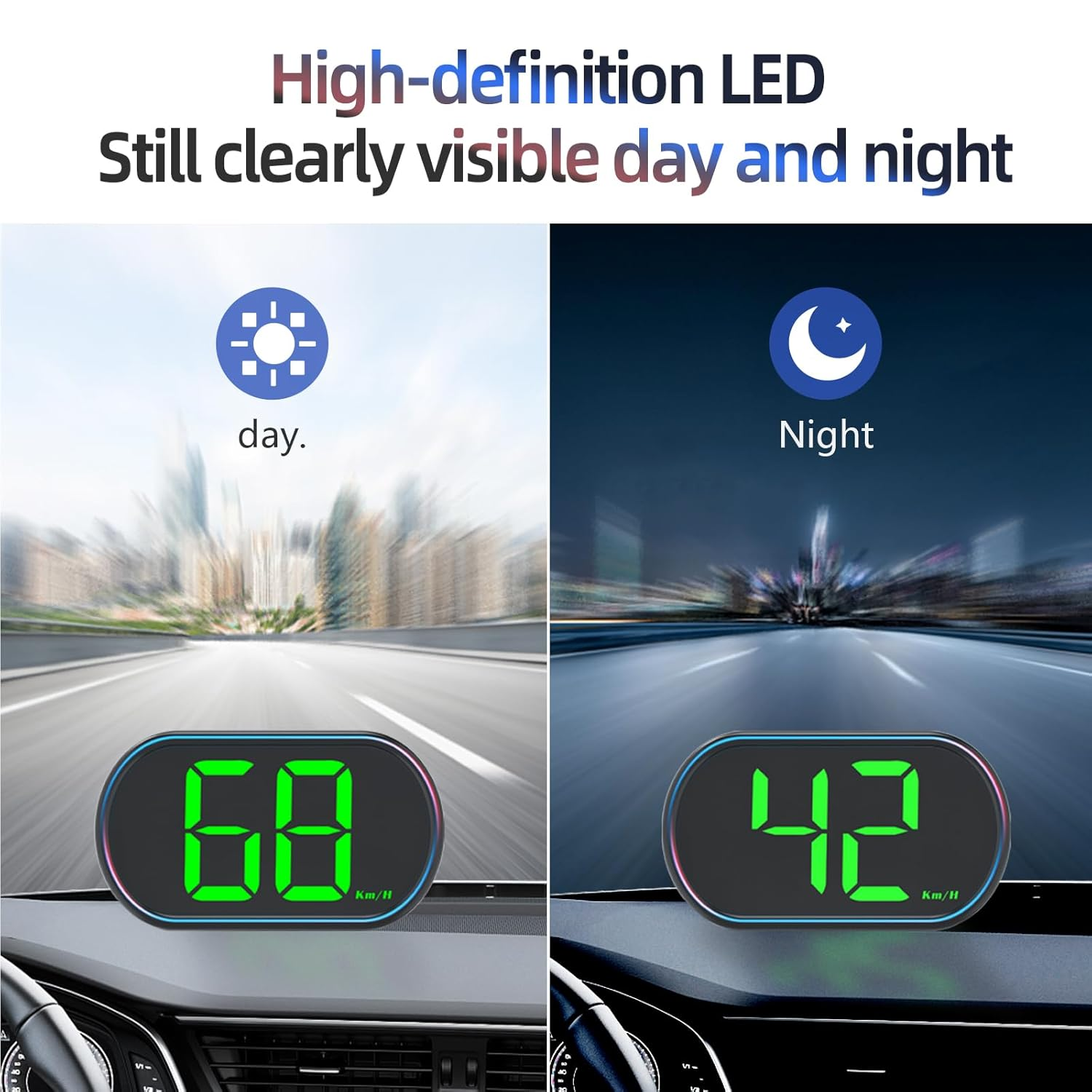 AZIJYV New Speedometer HUD GPS Digital Speed Meter KM/H Car Head up Display Suitable for All Cars,Usb Cable Plug & Play