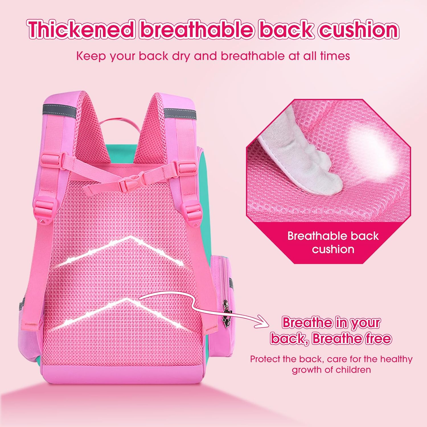 Queenshin Rainbow Kids Backpack for Girls with Compartments Elementary Bookbag, Cute Unicorn Large Capacity School Backpack