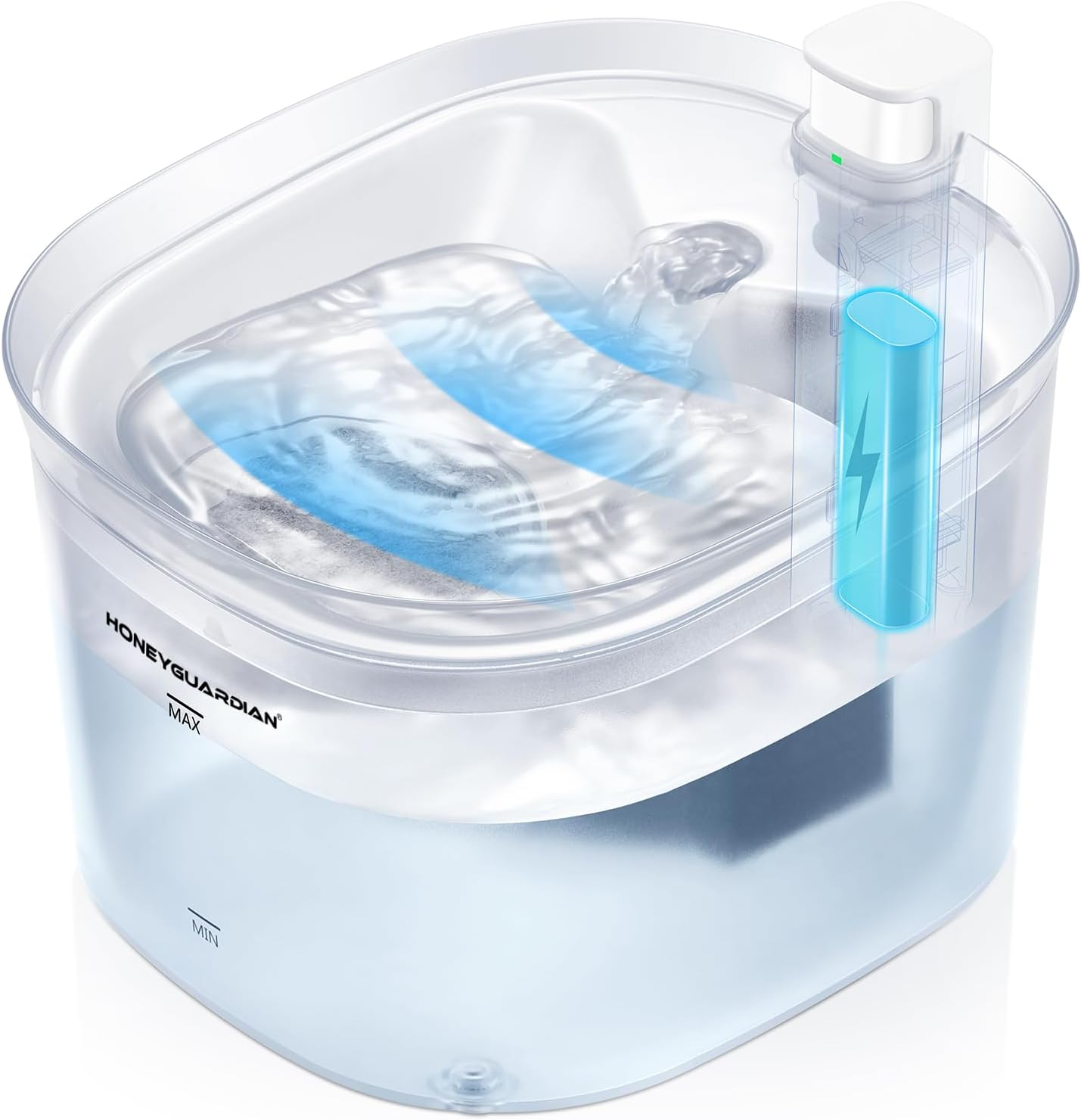 Honeyguaridan Battery Operated Cat Water Fountain, 2.5L Smart Pet Water Fountain for Cats and Dogs with Motion Sensor, Wireless Automatic Cat Water Dispenser with Ultra Quiet Pump,2 Filters image number 1