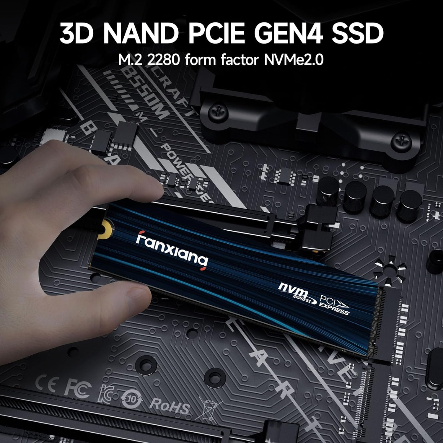 Fanxiang 1TB SSD Nvme SSD Pcie Gen4 Gaming SSD M.2 2280, up to 7100Mb/S Compatible with PS5, Internal Solid State Drive for Gamers, Professionals, Creators S880E image number 2
