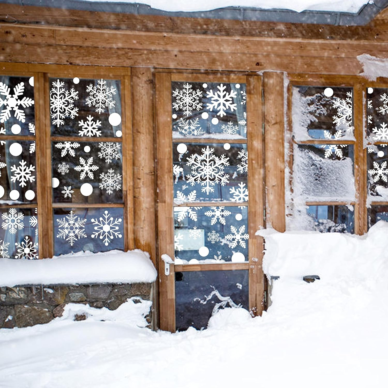 321Pcs Christmas Window Clings for Glass Windows 9Sheets Christmas Window Decals Snowflakes Christmas Decorations Indoor Christmas Window Stickers for Kids Holiday Window Clings Winter Decorations image number 2