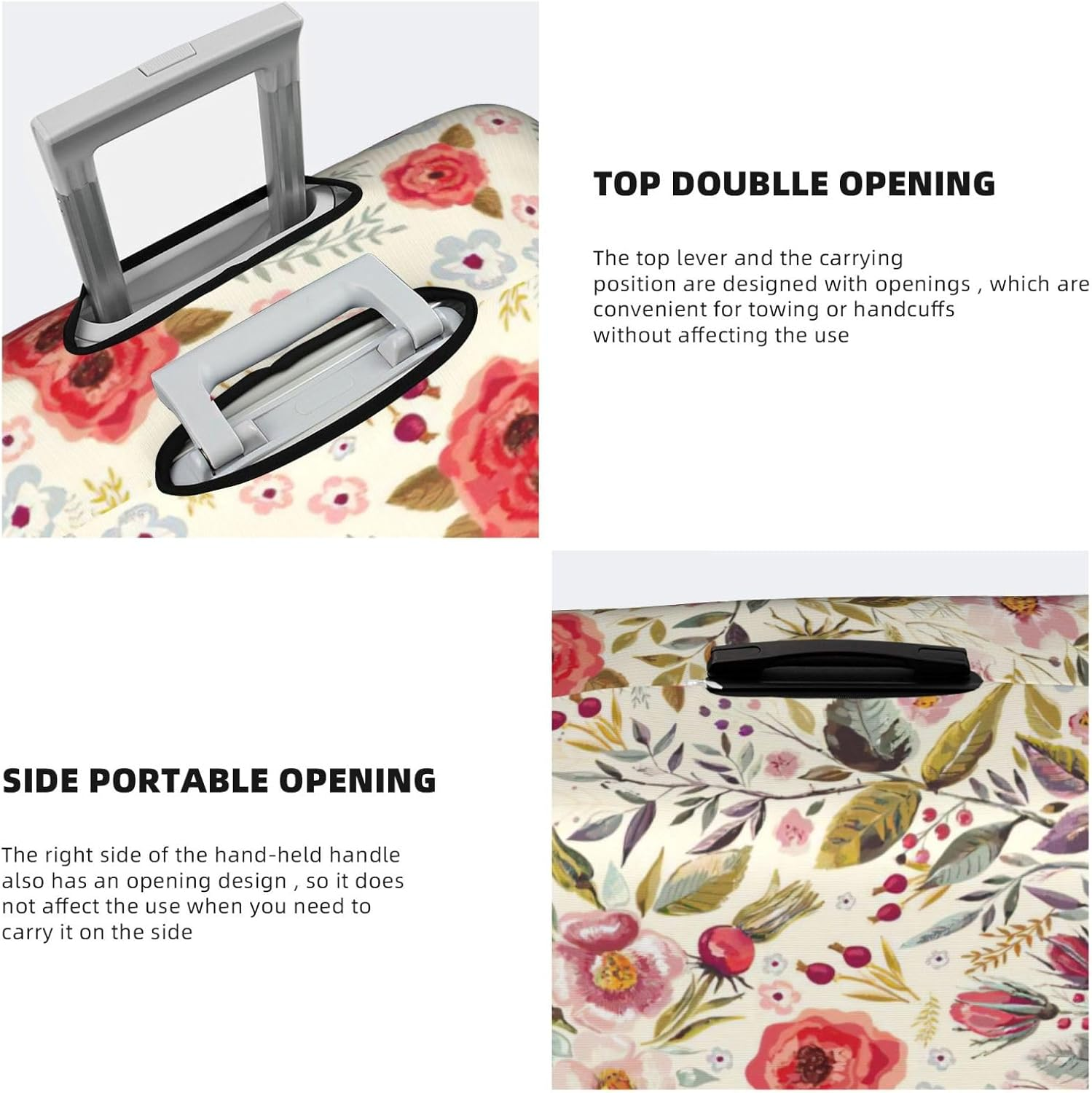 Odddot Rustic Rose Flower Print Travel Luggage Cover,Suitcase Protector Cover, Washable Baggage Covers,For 18-32 Inch Luggage, Rustic Rose Flower, Large image number 1