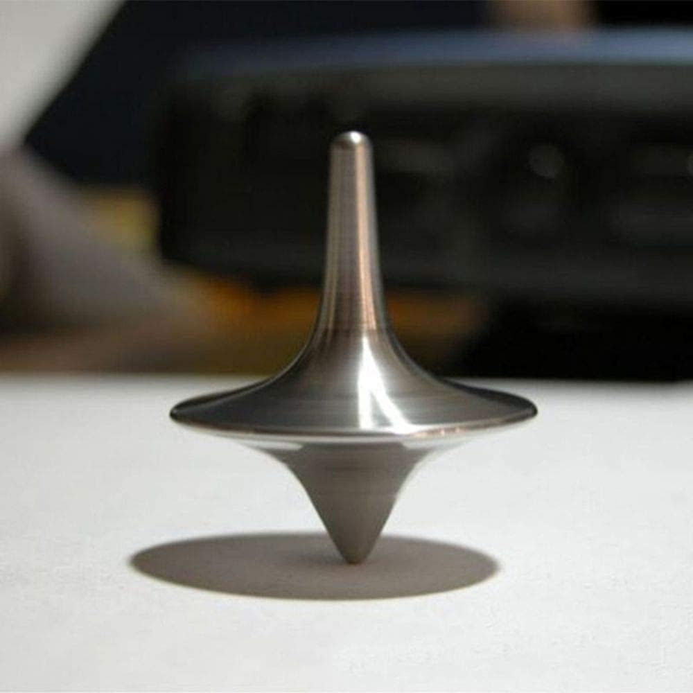 Rosojodg Silver Mini (1 Cm) Spinning Top, Metal, Perfect Balance Desktop Gyro Vintage Totem Spinning Top, All Ages image number 2