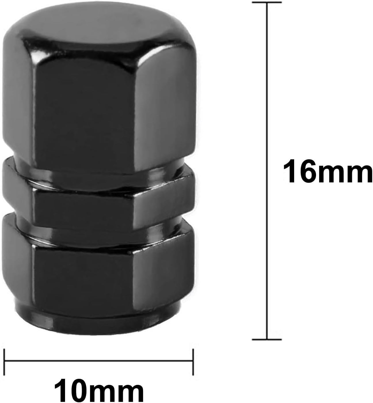 FUZVOL 8PCS Dust Caps Aluminium Alloy Tyre Valve Caps Leak-Proof Wheel Caps Universal Metal Tire Covers with Seal Ring for Car Truck Bike Motorcycle（Black）