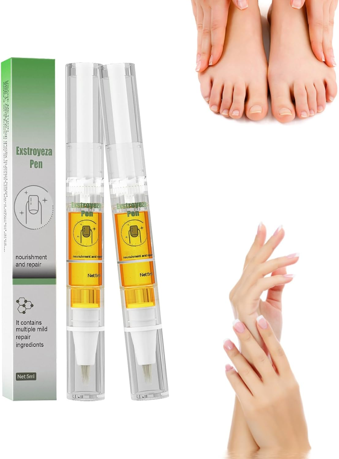Nail Repair Pen, Toenail Extra Strength Pen &ndash; Solution for Damaged Nails with Brush Applicator, Clear, Fast‑Drying Formula