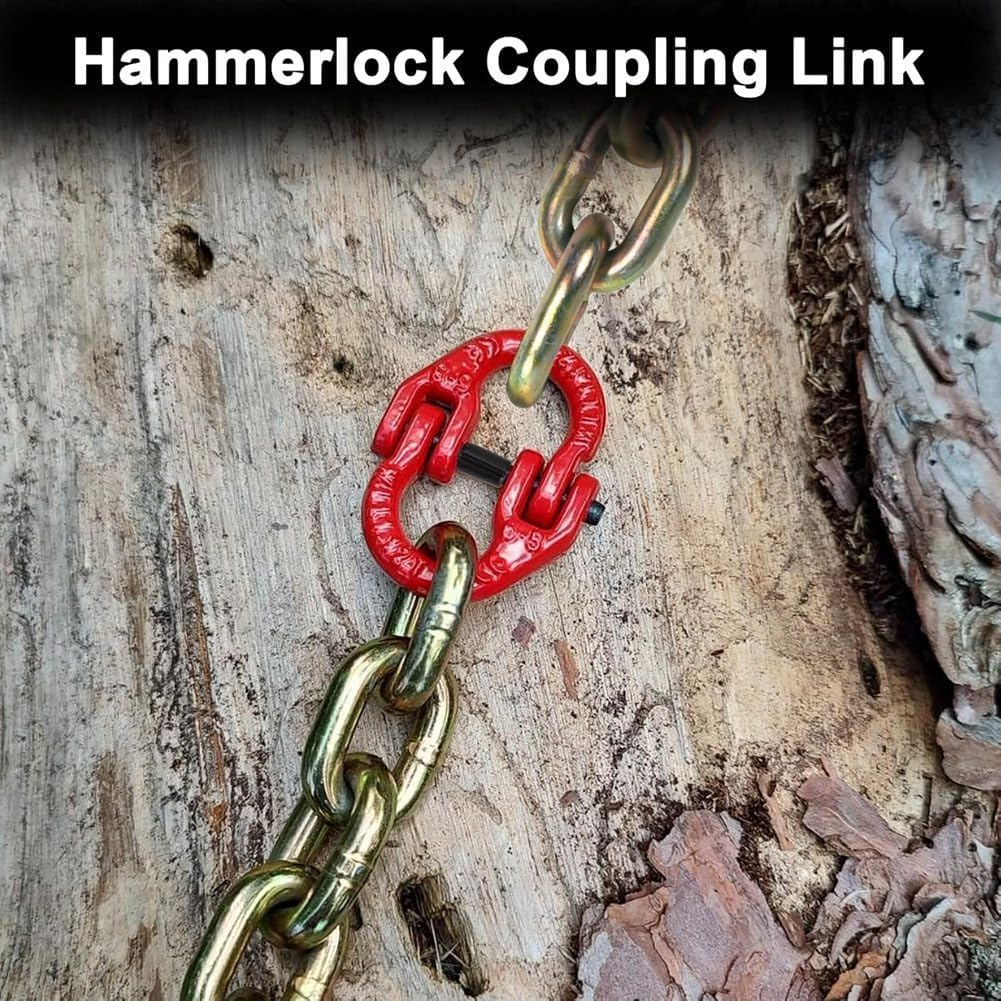 Safety Chain Connector Link, 1/2IN Tow Hitch Hammerlock Coupling Link, 2 Pack G80 Alloy Steel Tow Chain Connector Red image number 6