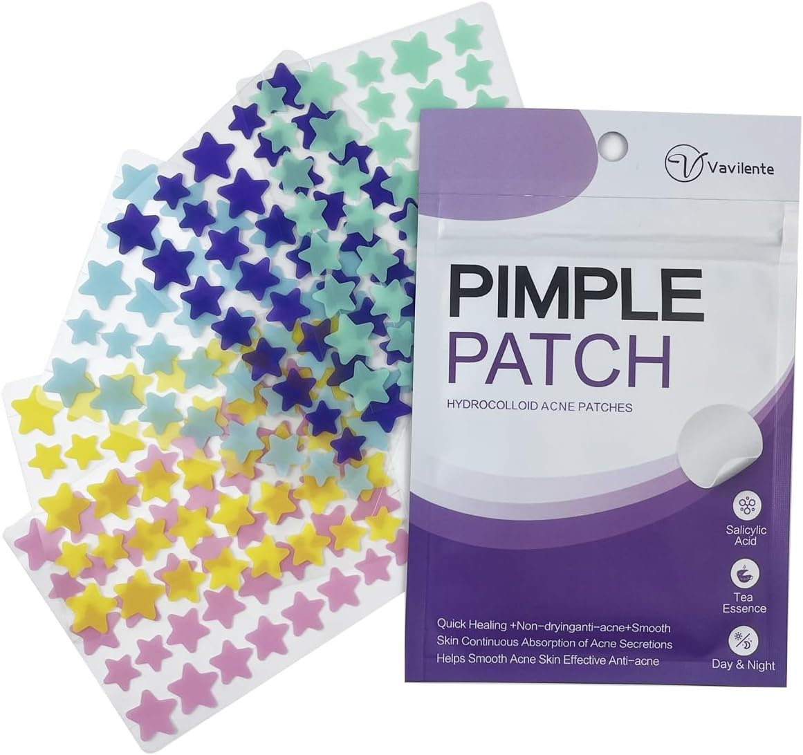 Vavilente Pimple Patches for Face Zit Patch Dots,Hydrocolloid Pimple Patch with Tea Tree Oil Pimple Patches Invisible,Star Pimple Patches,Cute Acne Patch-Day and Night Use(200 Count) image number 4