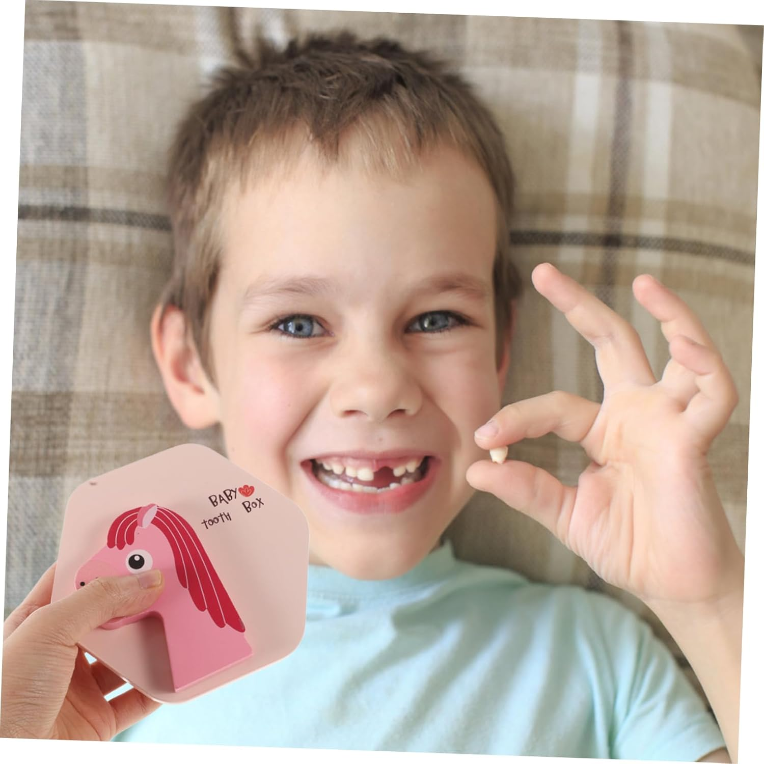 Tooth Memorial Box Wooden First Tooth and Curl Keepsake Box for Girls Boys Shower Birthday image number 5